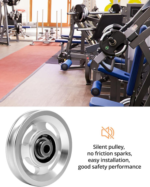 QWORK Universal Aluminium Alloy Bearing Pulley Wheel, 95mm Size, High Load Capacity 660 lbs, 2 Pieces for Gym Equipment