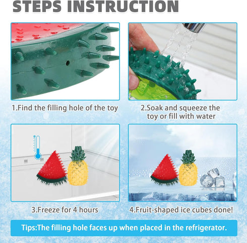 6 Pack Set Frozen Breeds,Summer Cooling Chew Toys, Freezable Teething Toy for Puppies, Chew Toys Squeaky Fruits