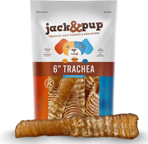Jack&Pup 6" Flat Beef Trachea for Dogs | All Natural Single Ingredient