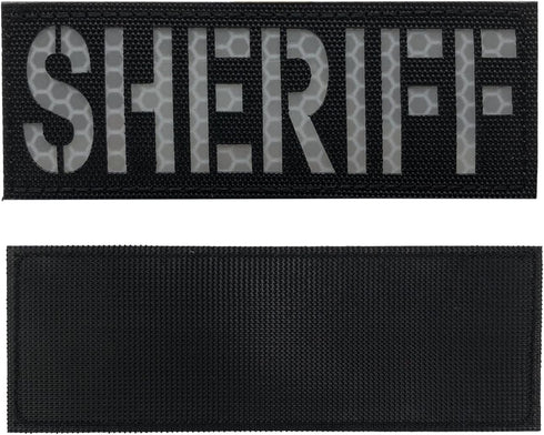 Reflective Laser Cut Sheriff Patch Small 4x1.4 inch Subdued Black for Tactical Vest Bags Backpacks
