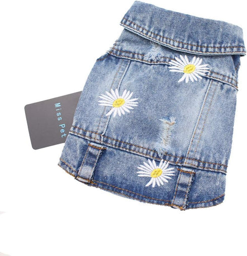 Pet Clothes Denim Dog Costume Summer Cowboy Vest, Daisy Shirt Jeans Jacket for Chihuahua and Yorkies (XXL)