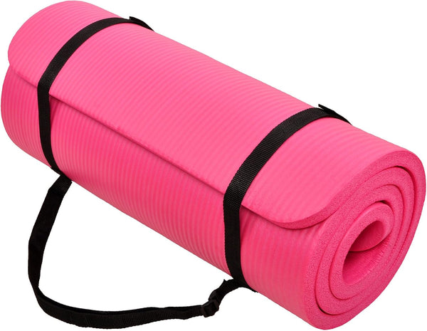 Signature Fitness Extra Thick High Density Anti-Tear Yoga Mat with Carrying Strap