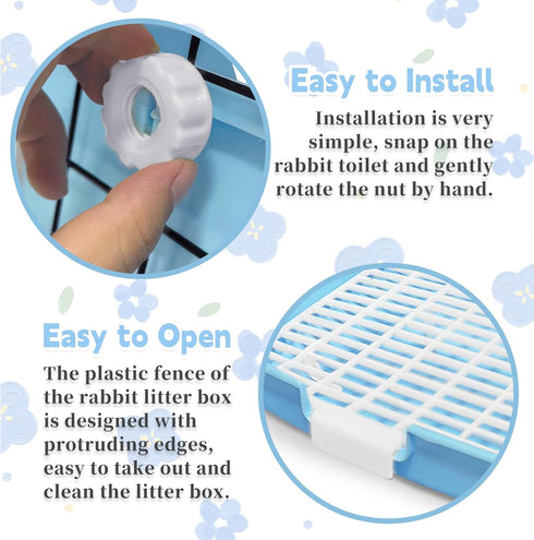 kathson Rabbit Litter Box Toilet, Plastic Square Bunny Corner Litter Box, Pet Potty Trainer Box for Small Animal Guinea