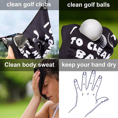 Golf Towel with Clip, Printed Golf Towels for Bags, Funny Golf Gift for Men Women, Birthday Gifts for Golf Fans (3)