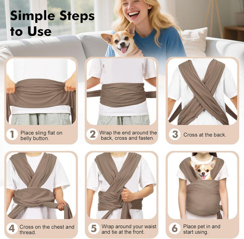 Pawaboo Pet Sling Carrier for Small Dogs and Cats, Hands Free Dog Carriers Sling, Anti-Anxious Soft Cotton Front Facing