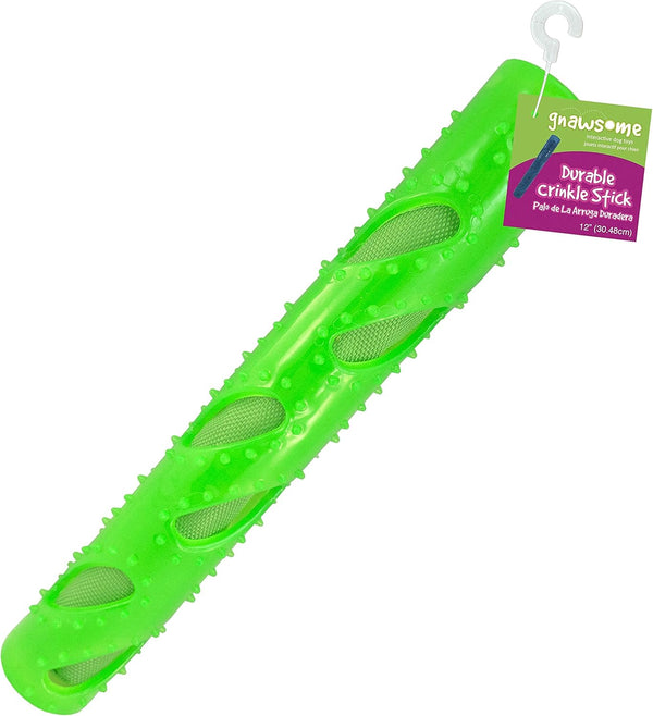 Gnawsome Dog Toys - 12” Crinkle Stick - Dental & Gum Wellness - Stimulating Fun - Hidden Squeaker - Durable for Heavy Chewers - 100% BPA-Free - Assorted Colors