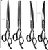 Set Dog Grooming Scissors Kit, Fcysy Professional Pet Hair Cutting Shears with Curved & Straight Blades Scissors