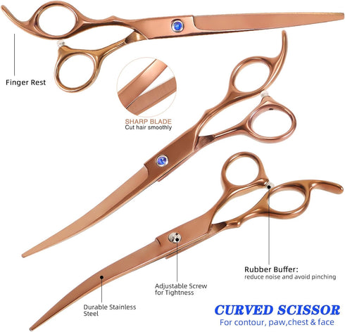 Dog Grooming Scissors - Maxshop Premium Stainless Steel Trimmer Kit, Professional Set of 4