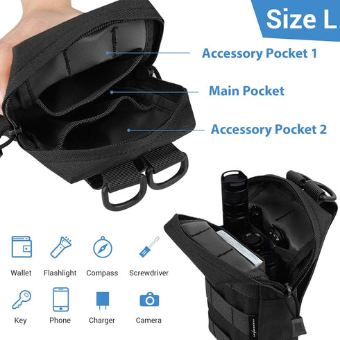 FUNANASUN 2 Pack Tactical Molle Pouches, Compact Water-Resistant EDC Pouch, Small Molle Bag