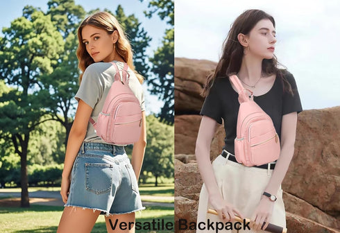 Backpack Daypack YAZEKOUS Crossbody Sling Bag Mini for Women Convertible, Small Crossbody Bags for Travel Hiking