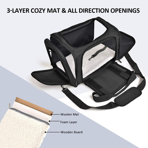 Henkelion Pet Carrier for Small Medium Cats Dogs Puppies up to 15 Lbs - TSA Airline Approved Soft Sided, Collapsible