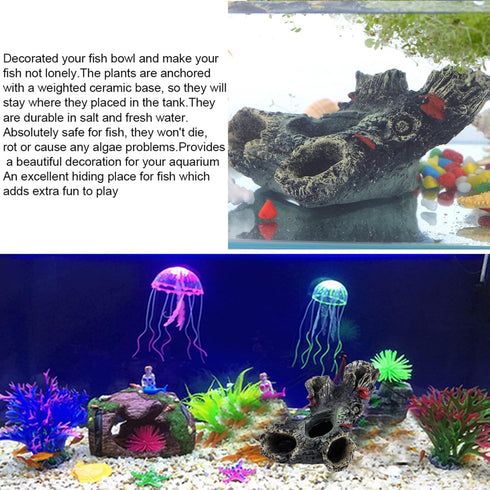 Log Resin Tree Trunk Ornament, Hollow Decoration for Fish Tank, Betta Fish Hollow Wood Accessories