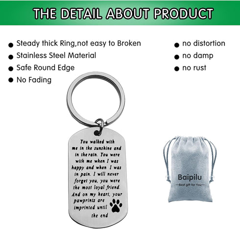Baipilu Pet Memorial Gift Dog Remembrance Keychain, Sympathy Keychain for Dog and Cat Loss Gifts