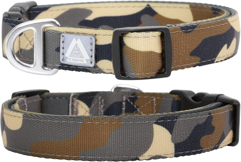 Soft Padded Dog Collar, Adjustable Heavy Duty with 3M Reflective Logo for Small Dogs (Camo Green, S)