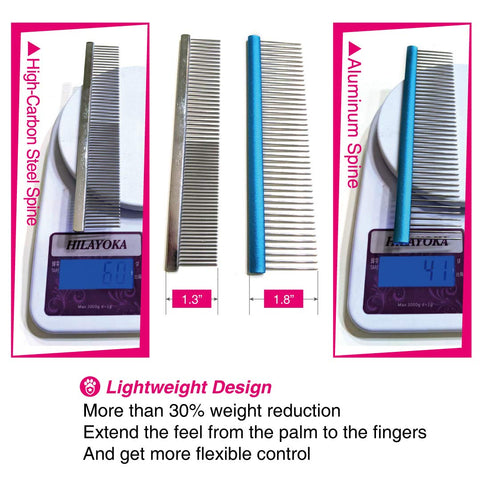Greyhound Comb for Dogs & Cats, Oval Handle, Metal Comb with Stainless Steel Pins, Detangling Grooming Tool