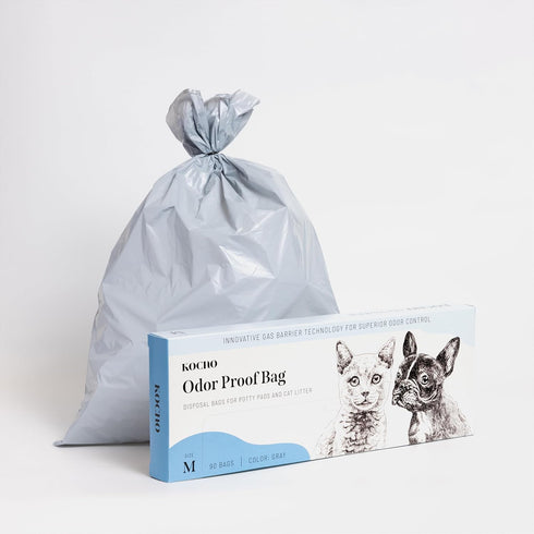 KOCHO Disposal Odor Proof Bag M Size, 90 Bags for Food Waste, Baby/Adult Diapers, Potty Pads, and Cat Litter, Made in