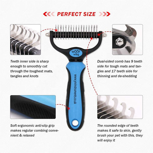 YNR Pet Cat Dog Horses Hair Fur Shedding Trimmer Grooming Dematting Rake Deshedding Comb Brush Tool Kit