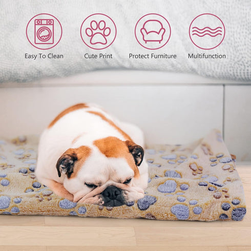 Comsmart Cute Paw Print Dog Blankets for Dogs and Cats, Soft Warm Fleece Throw for Small Medium Large Pets
