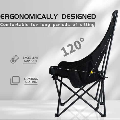 Backpacking Whitsunday Camping Chair,Compact Outdoor Chair,High Back Portable Folding Moon Chair for Heavy People,Beach