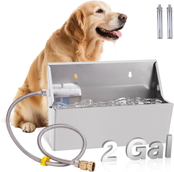 PAUQEWIE 2Gal Automatic Dog Water Bowl Dispenser Auto Fill Dog Waterer Outdoor
