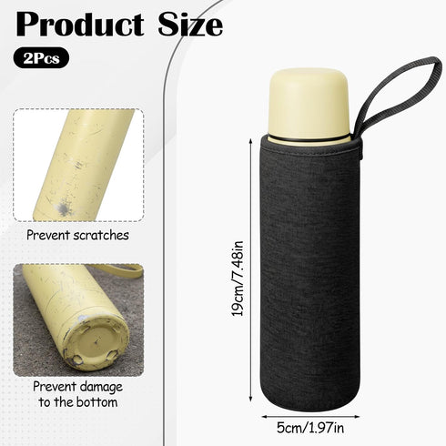 Qulkws 2 19oz Pcs Portable Nylon Bottles Cover Water Bottle Carrier Bag Insulated Water Bottle Sleeve for Glass