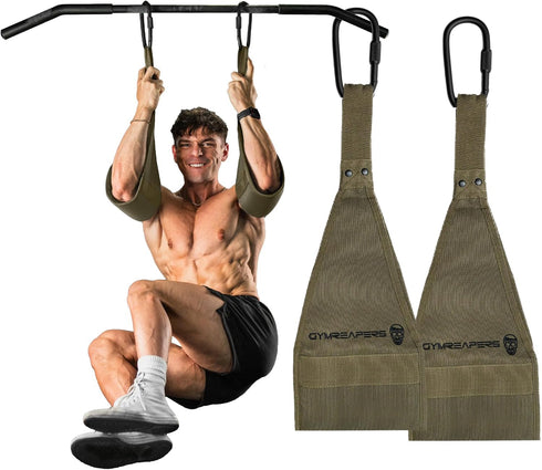 Gymreapers Hanging Ab Straps for Core Strength Training, Padded Adjustable Arm Supports for Bodyweight Exercises