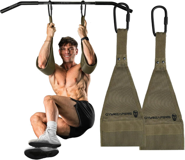 Gymreapers Hanging Ab Straps for Core Strength Training, Padded Adjustable Arm Supports for Bodyweight Exercises