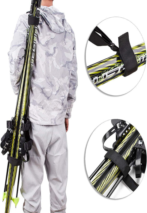 Ski and Pole Carrier Strap Backpack - Effortlessly Transport Your Ski Gear Everywhere, Great for Families