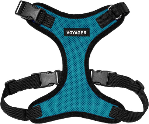 Voyager Step-in Lock Pet Harness, Adjustable All Weather Mesh Harness for Cats and Dogs, Turquoise/Black Trim, L