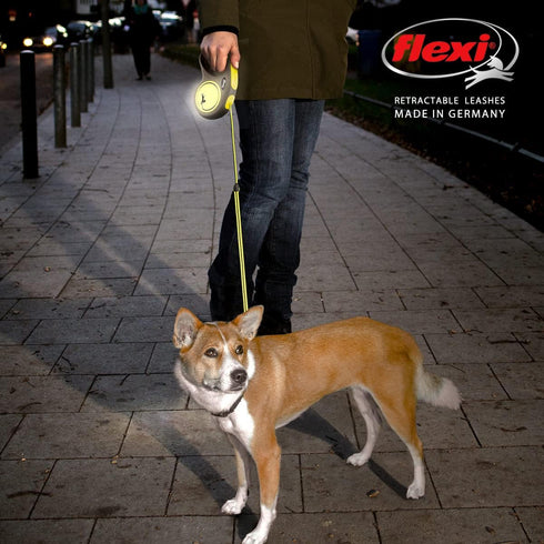Flexi New Neon Tape Green Medium 5m Retractable Dog Leash for Dogs up to 25kgs/55lbs