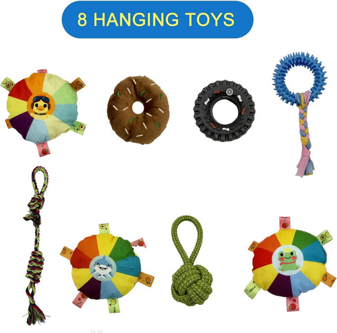 RAOPINGX (L:16.5 16.5 Inch) Puppy Play Gym for Small Breed Dogs, Removable Hanging Toys with Bungee Straps