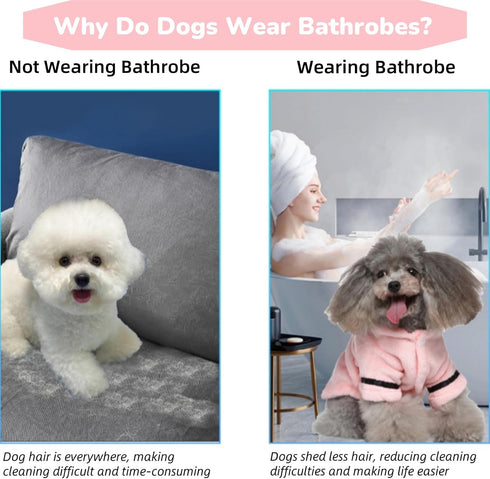 Petyoung Pet Bathrobe Dog Pajama Thickened Hooded Bathrobe Quick Drying and Super Absorbent Dog Bath Towel Soft Pet