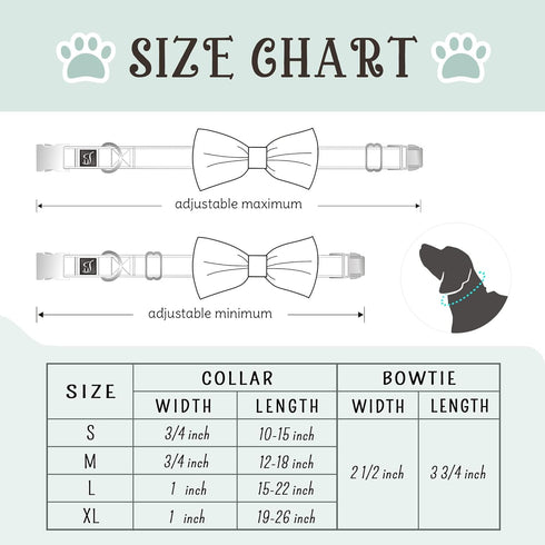 Ultra Joys Dog Collar with Bowtie, Soft Cotton Fabric with Durable Metal Buckle in Boho Aztec Design, Small Size
