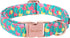 Cute Flamingo Summer Dog Collar, Unique Style Paws Green Adjustable Collar for Small Medium Large Dogs