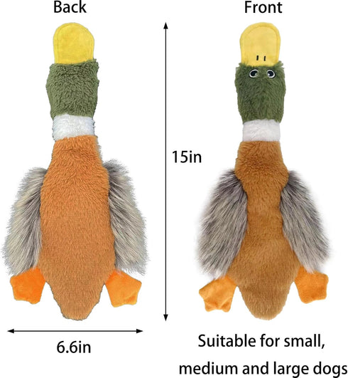 Squeaky Dog Toys 3 Pack, No Stuffing Plush Toys for Large Dogs, Indestructible Crinkle Paper Duck Dog Toy, Puppy Chew