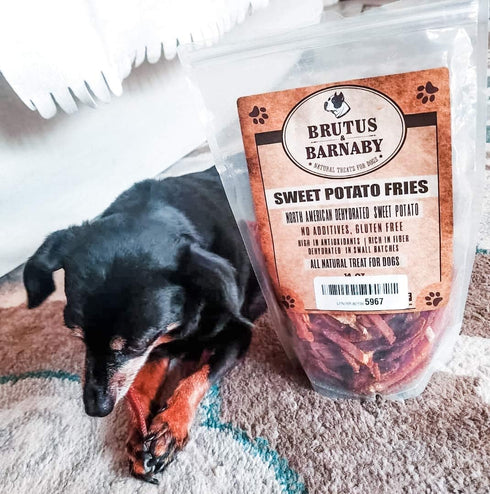 BRUTUS & BARNABY Sweet Potato Dog Treats - No Additive Dehydrated Sweet Potato Fries, 2lb