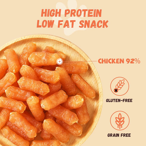 10.6 oz Pawmate Dog Treats Chicken Sausages, Natural Chicken Jerky Training Treats with Glucosamine, Chondroitin, MSM