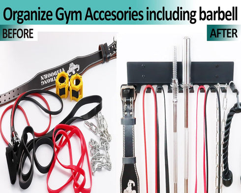 Home Gym Storage Rack - Barbell Rack Weight Room Organizer for Gym Accessories like Fitness Bands and Straps