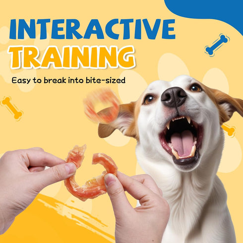 gazeupon Dog Treats Chicken Jerky Rings, Natural Chicken Breast, Healthy Training Rewards for Dogs w/Glucosamine