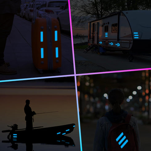 LOOM Reflective Stickers Kit (6pcs Brilliant-Blue) for Nighttime Safety, Waterproof Self-Adhesive Decals