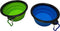 Small Portable Collapsible Pet Bowl, Foldable Food & Water Dish for Dogs & Cats, Light Blue + Green, 2 Pack