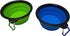 Small Portable Collapsible Pet Bowl, Foldable Food & Water Dish for Dogs & Cats, Light Blue + Green, 2 Pack