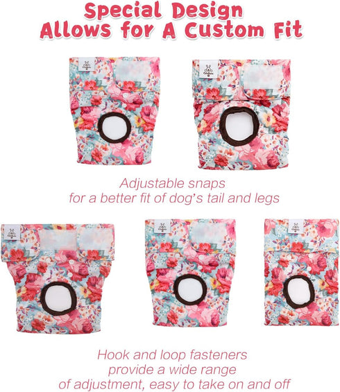 4 Pack FMG03S CuteBone Washable Female Dog Diapers Reusable Doggie Heat Diapers for Period