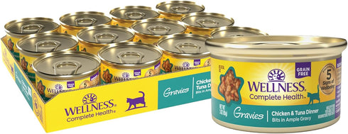 Wellness Complete Health Gravies Adult Canned Wet Cat Food, Natural, Protein Rich,