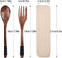 Wooden Cutlery Set with Case - Reusable Spoon and Fork Set, Portable for Lunch, Camping, Travel, Household Office