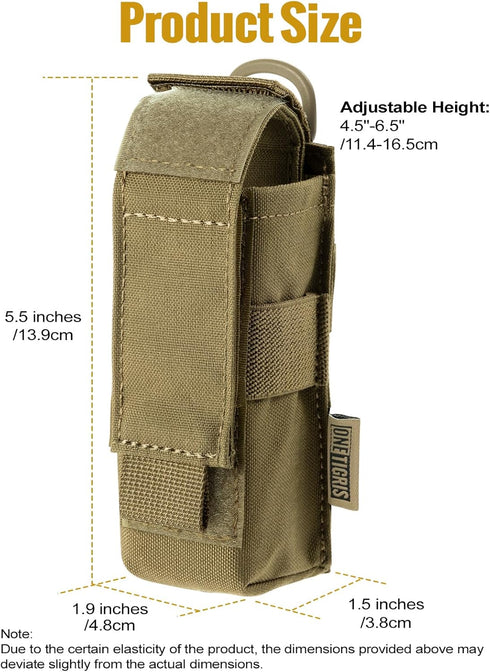 OneTigris Flashlight Holster - Tactical Molle Flashlight Pouch Holder for Belt, 1000D Cordura Nylon