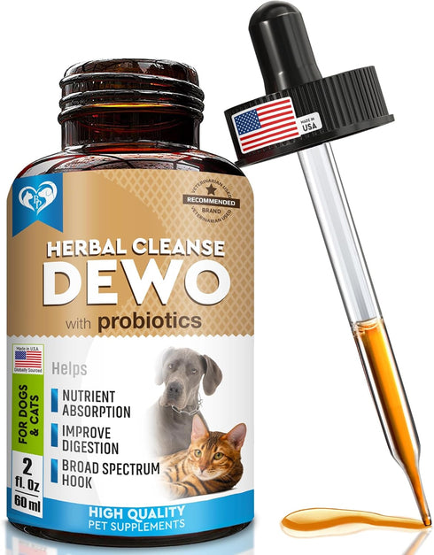 Natural Broad Spectrum Treatment for Cats & Dogs, Herbal Medicine to Remove Parasites & Toxins, Probiotic Drops