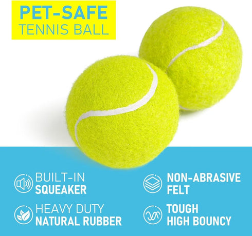 3 Pack 2.5, Prime Pets Tennis Balls for Dogs Durable Dog Toys for Training, Fetch & Outdoor Play, Squeaky Balls