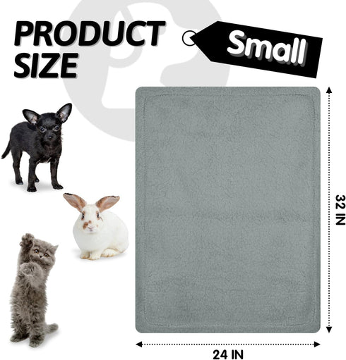 furrybaby Dog Blankets for Small Dogs, Grey, 24x32 in, Washable Sherpa Pet Blanket for Kittens and Puppies