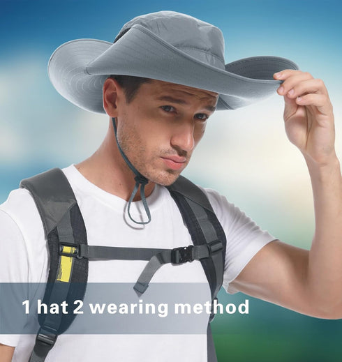 Ultra Wide Brim Hat for Men & Women, UPF50+ Waterproof Sun Hat for Fishing, Hiking, Camping & More